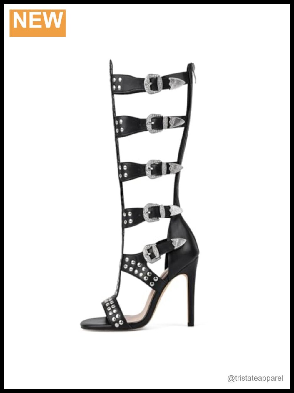 Knee High Gladiator Sandals with Rivets - Picture 4 of 6